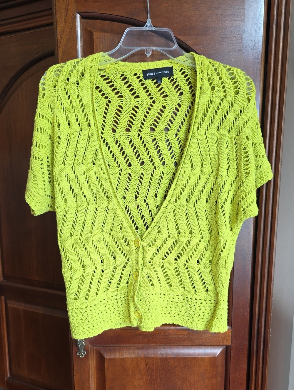 Jones NY Open-Knit Button Cardigan Lg